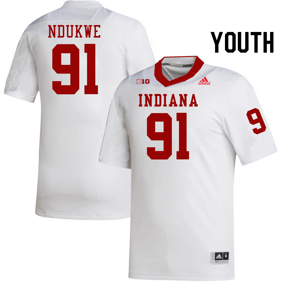 Youth #91 Daniel Ndukwe Indiana Hoosiers College Football Jerseys Stitched-White